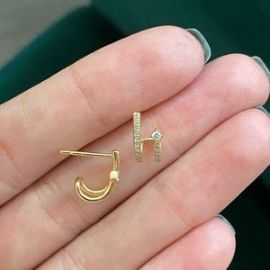 14k Double Diamond Huggies